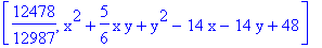 [12478/12987, x^2+5/6*x*y+y^2-14*x-14*y+48]